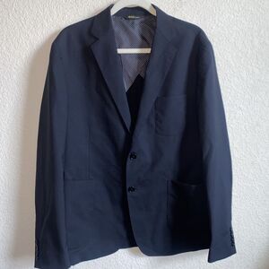 RIFINITO A MANO MENS 54 Blue BLAZER Sports Jacket Coat 100% Wool 2 Button Pocket